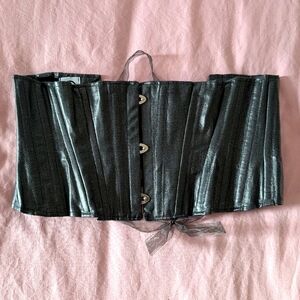 Silver Gunmetal Waist Cincher + Belt Bundle Goth Glam SMALL